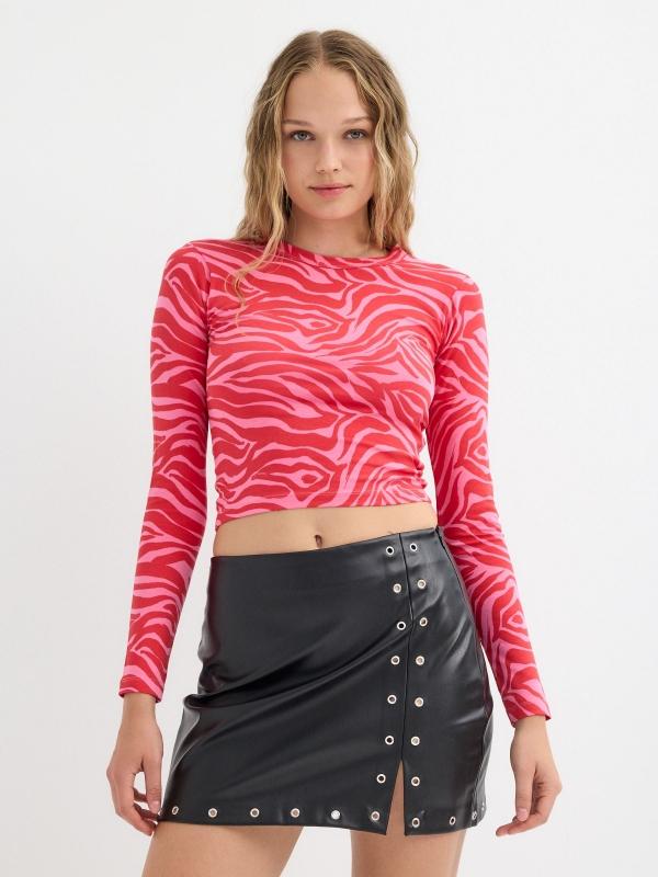In side Crop top animal print fantasía