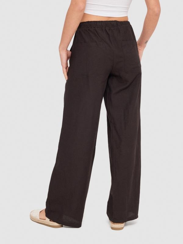 In side Pantalón wide-leg lino COMPRAR AHORA