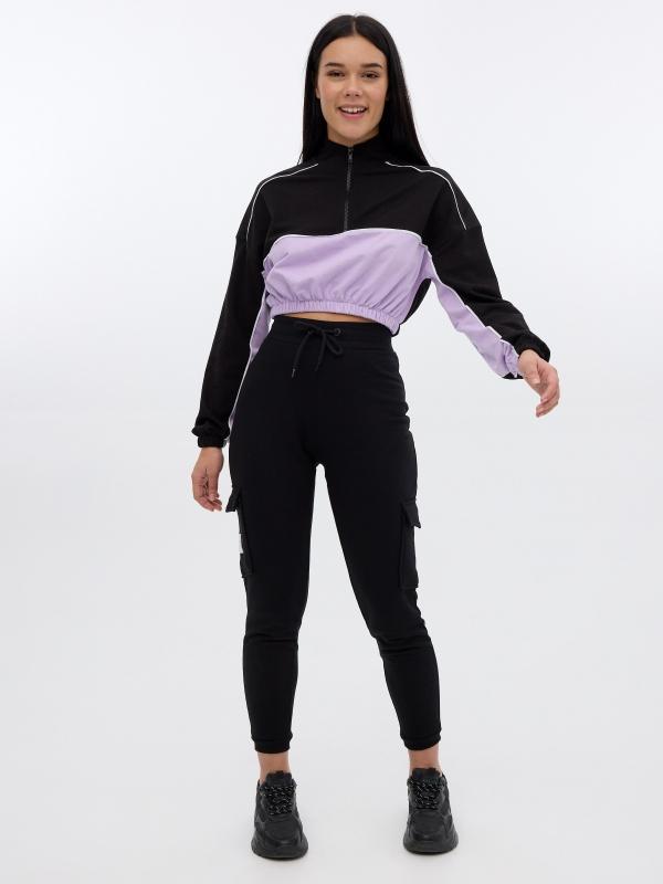 In side Pantalón jogger negro con bolsillos Promoción trimestral