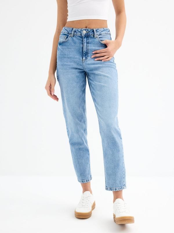 In side Jeans mom azul oscuro Liquidación