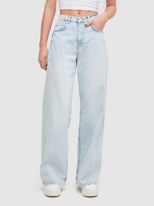In side Jeans wide leg costura En oferta
