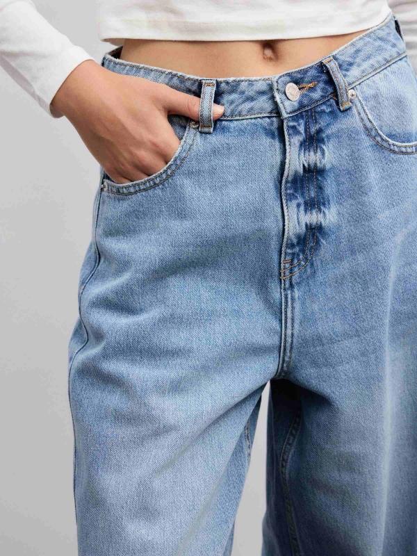 In side Jeans wide leg tiro alto Última moda