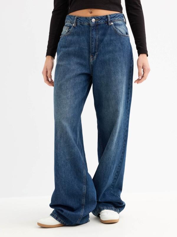 In side Jeans Wide Leg de tiro alto Descuento por venta flash