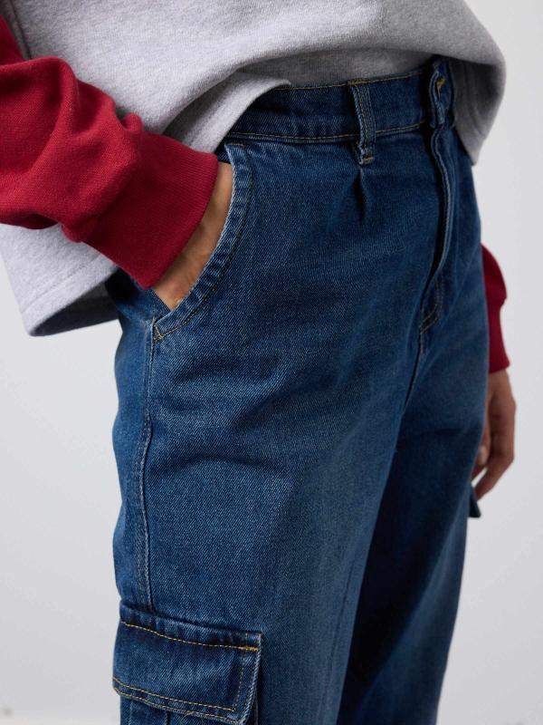 In side Jeans mom cargo denim Ofertas de temporada