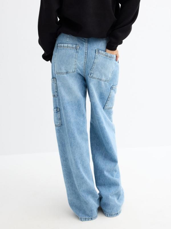 In side Jeans wide leg carpenter azul Ofertas especiales