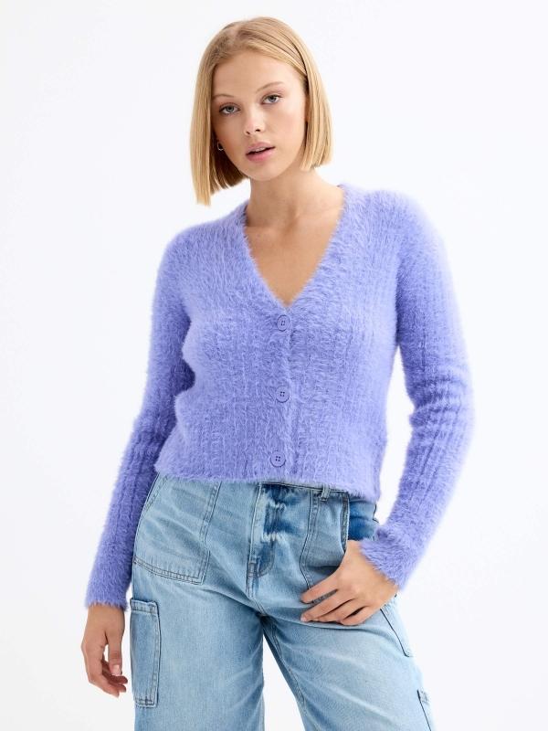 In side Cardigan tejido efecto pelo