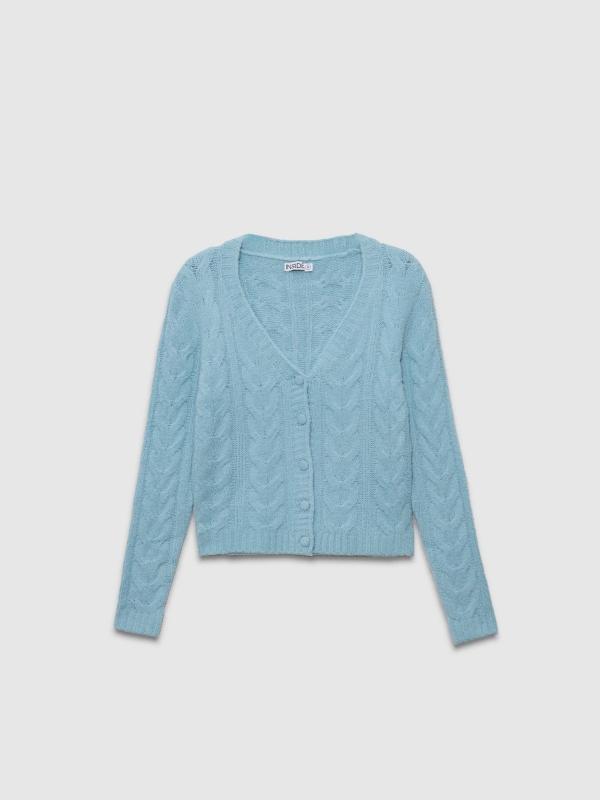 In side Cardigan slim trenzado azul Precio de fábrica