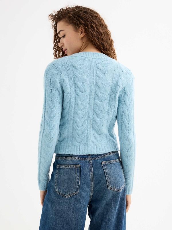 In side Cardigan slim trenzado azul Precio de fábrica
