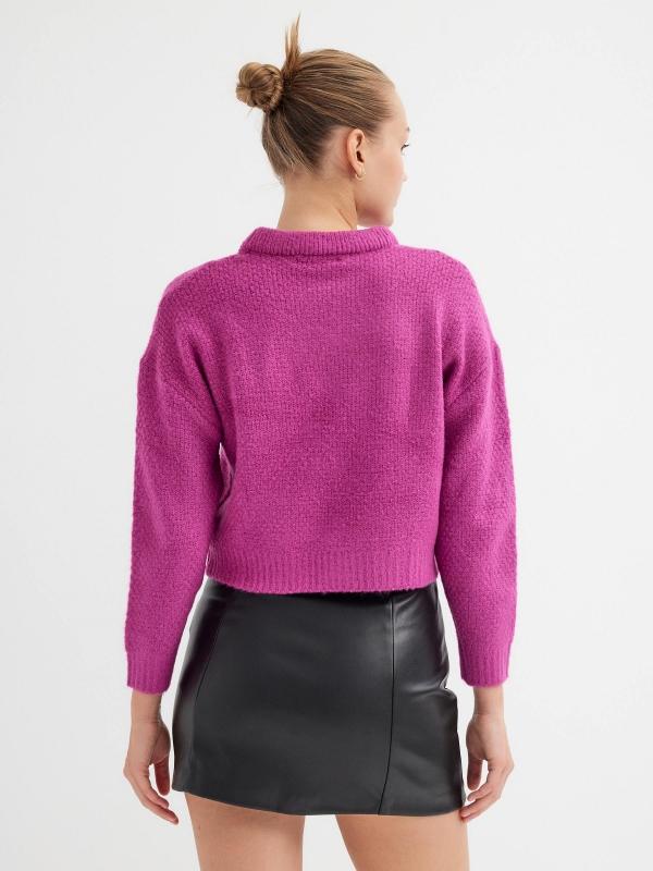 In side Jersey cropped cuello redondo