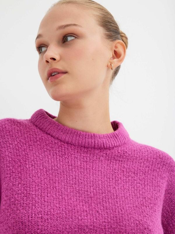 In side Jersey cropped cuello redondo Liquidación