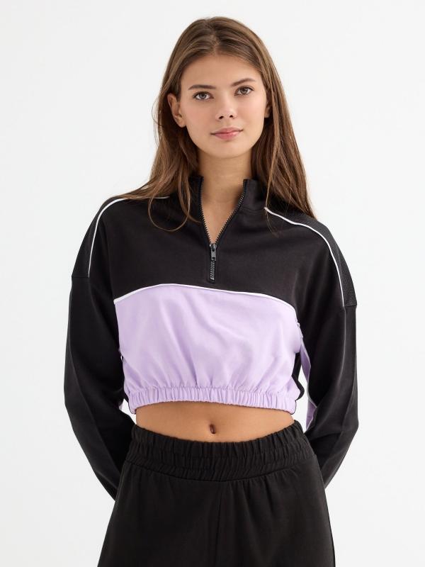 In side Sudadera crop con cremallera