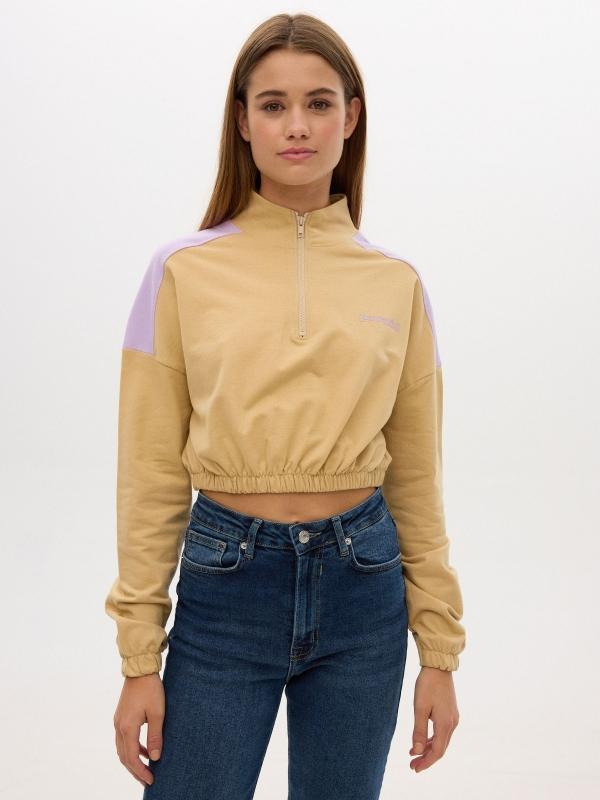 In side Sudadera crop con cremallera Gran oferta