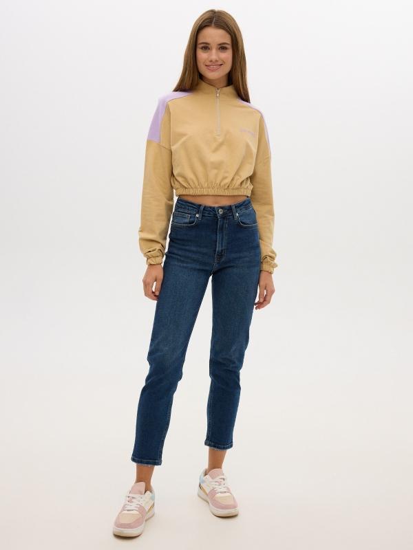In side Sudadera crop con cremallera Gran oferta