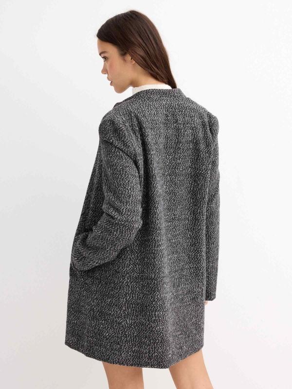In side Abrigo corto tweed gris con cremallera Liquidación