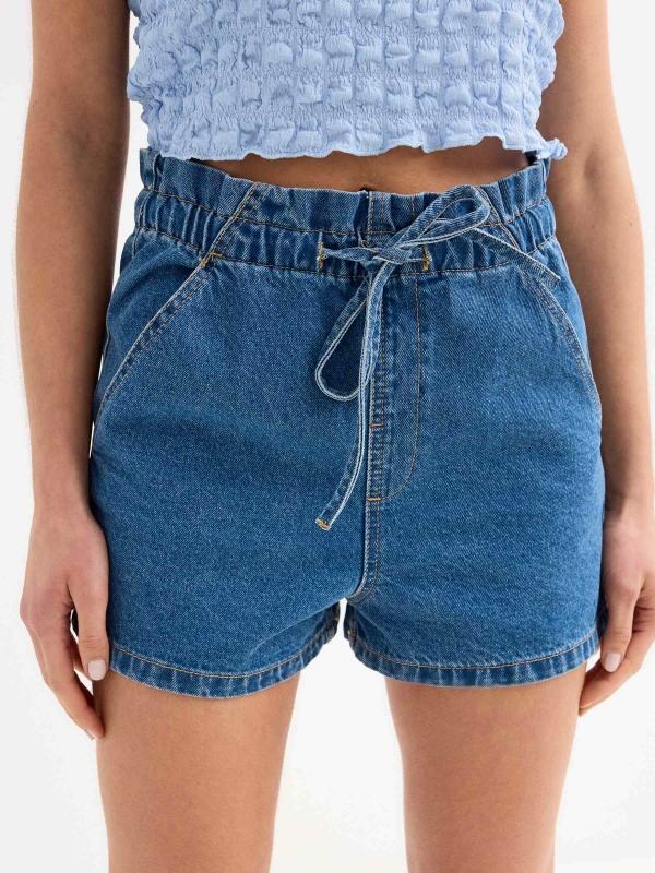 In side Short denim baggy cintura elástica En línea