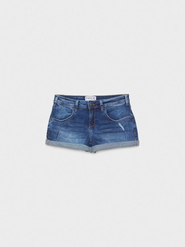 In side Shorts denim tiro bajo azul lavado Rebajas