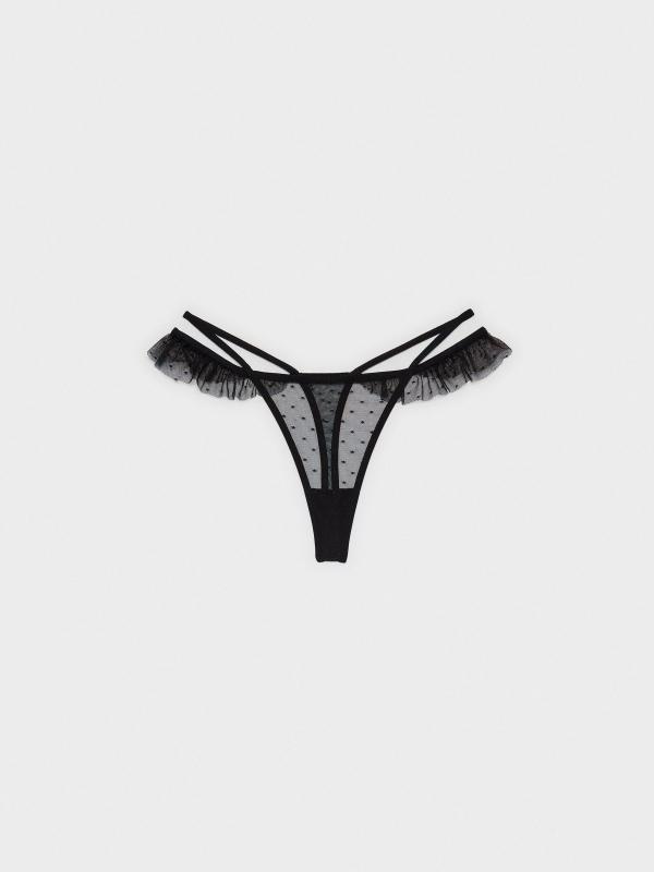In side Tanga encaje negro tiras Venta caliente