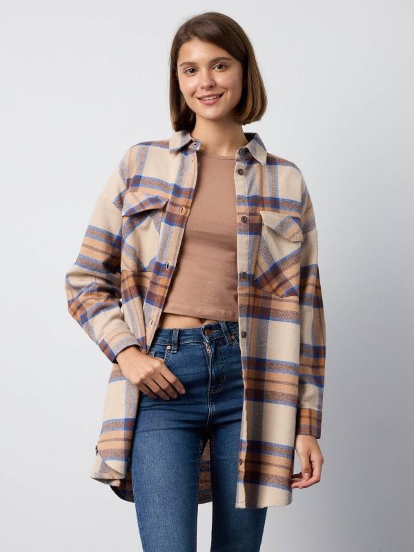 In side Sobrecamisa de cuadros camel y azul