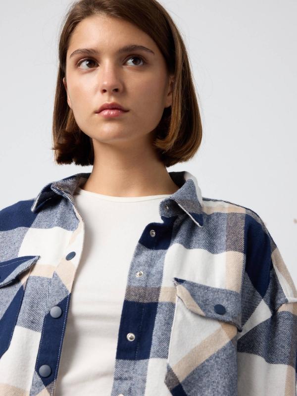 In side Camisa oversized cuadros con bolsillos Mejor oferta