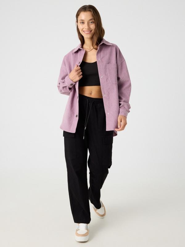 In side Sobrecamisa pana lila Rebajas online