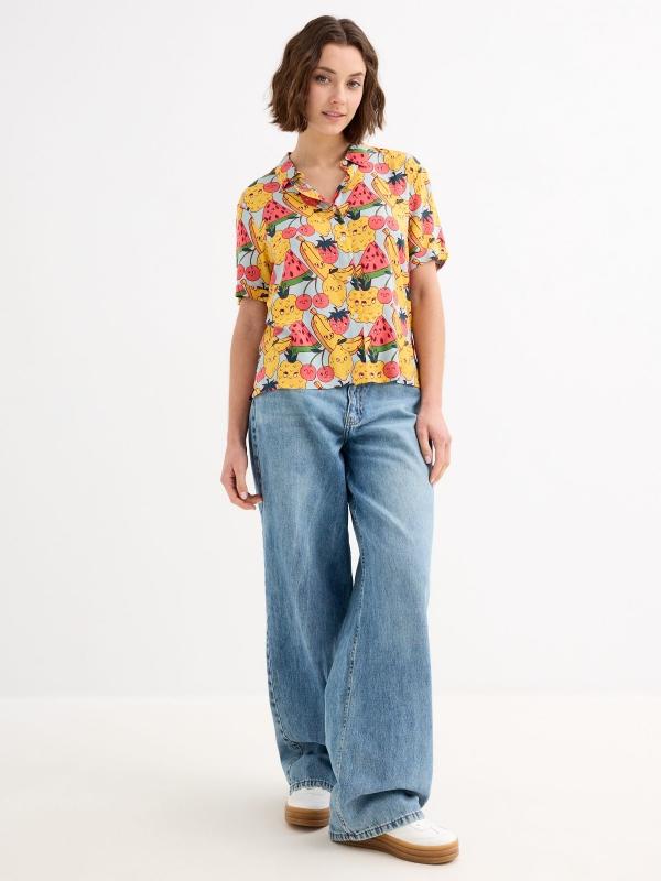 In side Camisa manga corta crop Frutas Liquidación