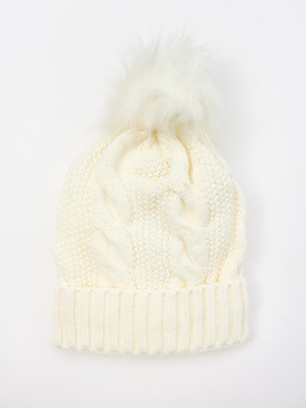 In side Gorro blanco de punto de arroz