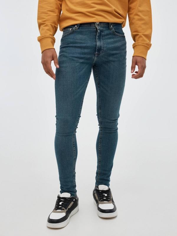 In side Jeans skinny azul tiro bajo Descuento