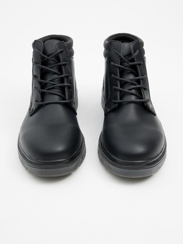 In side Bota negra efecto piel pespuntes Tienda de fábrica