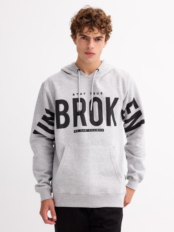 In side Sudadera gris estampada