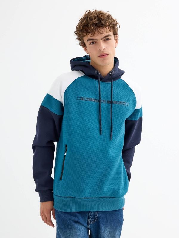In side Sudadera texto color block