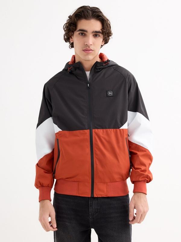 In side Cazadora ligera negra Color Block Rebajas online