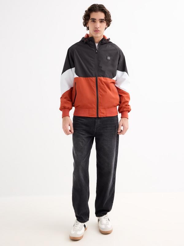 In side Cazadora ligera negra Color Block Rebajas online