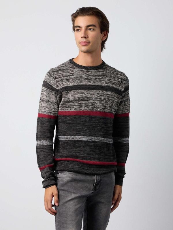 In side Jersey jaspeado rayas Última moda