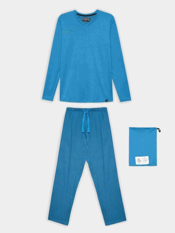 In side Pijama azul pantalón rayas Rebajas baratas
