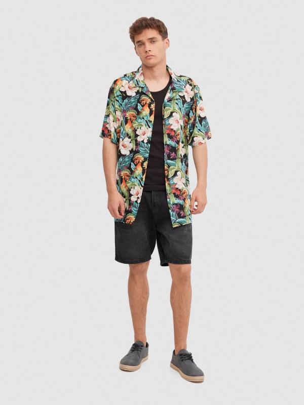 In side Camisa flores tropicales Liquidación