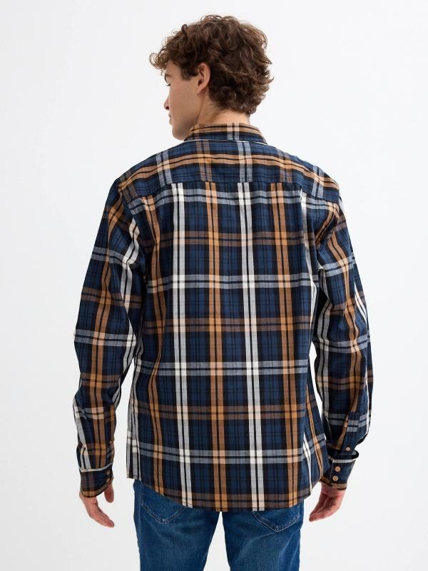 In side Camisa cuadros azul y naranja Limitado a 3 días