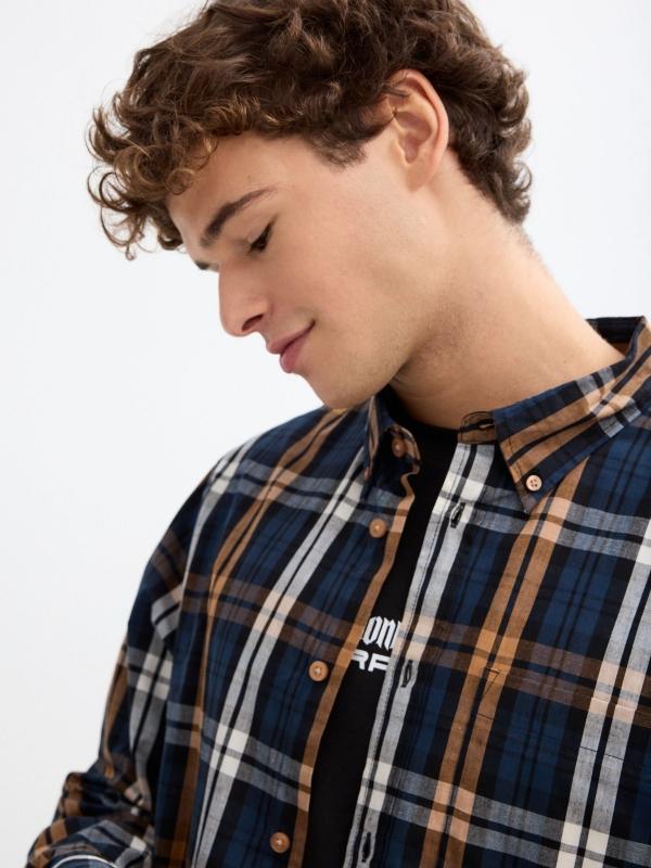 In side Camisa cuadros azul y naranja Limitado a 3 días