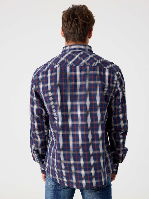In side Camisa azul estampado cuadros Descuento por venta flash