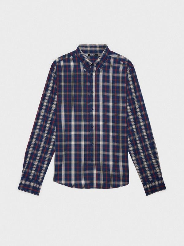 In side Camisa azul estampado cuadros Descuento por venta flash