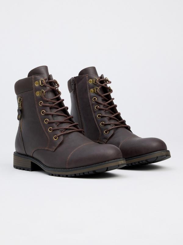 In side Bota militar marrón detalle cremallera Envío gratis