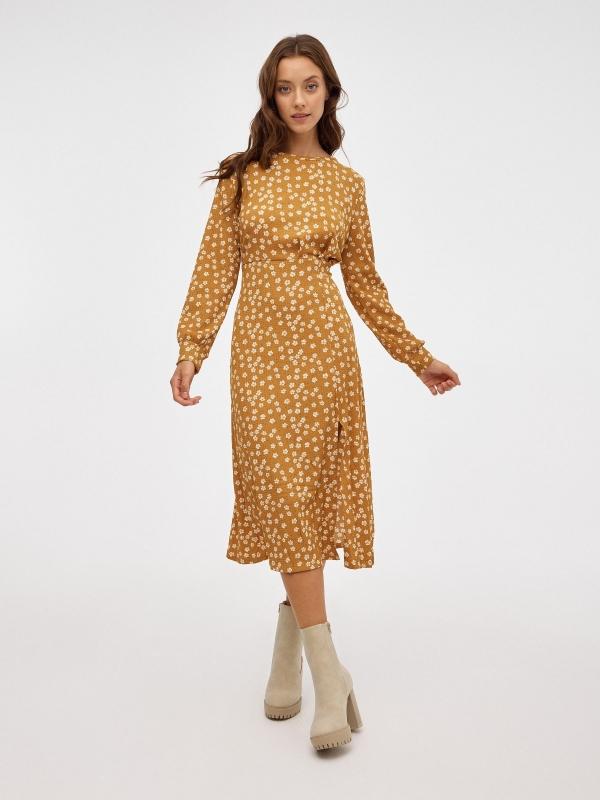 In side Vestido midi printed con abertura