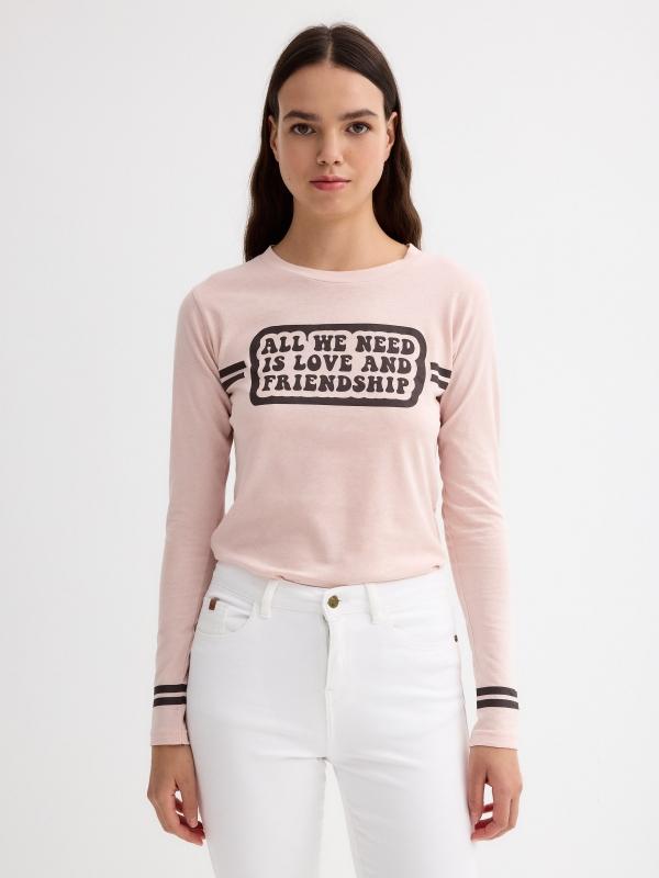 In side Camiseta manga larga mensaje Tienda de fábrica