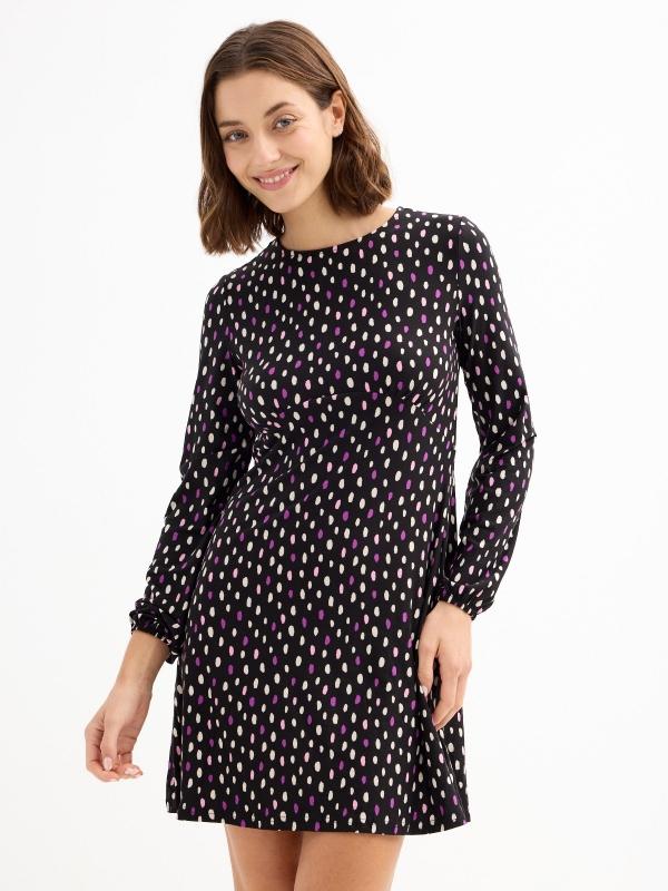 In side Vestido mini print lunares total Limitado a 3 días