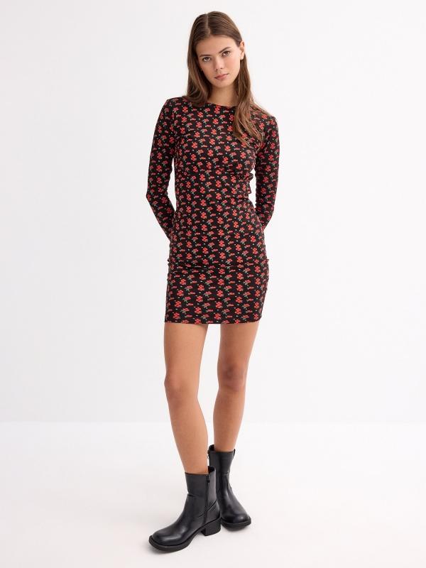 In side Vestido corto combinado estampado Precios de Black Friday