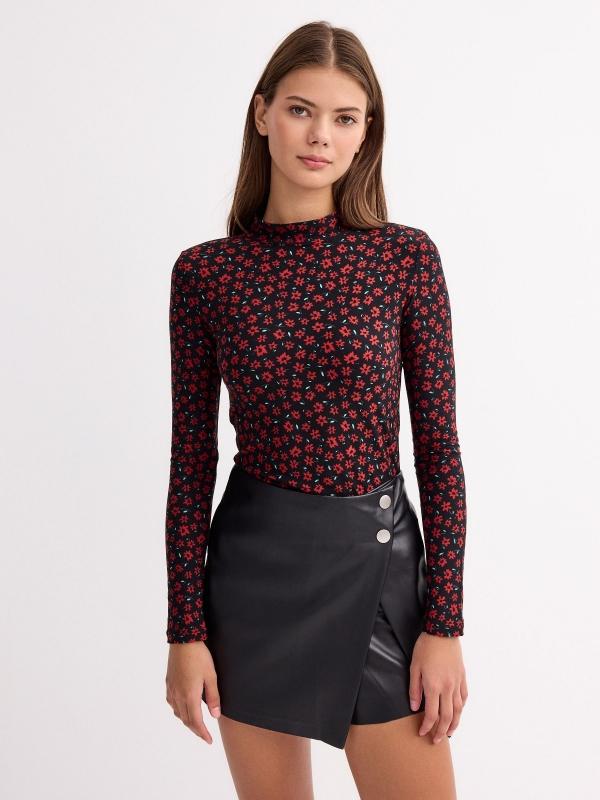 In side Camiseta cuello perkins print floral En oferta