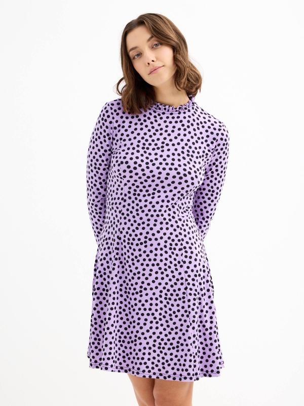 In side Vestido cuello perkins print lunares