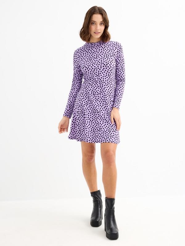In side Vestido cuello perkins print lunares Ofertas de temporada