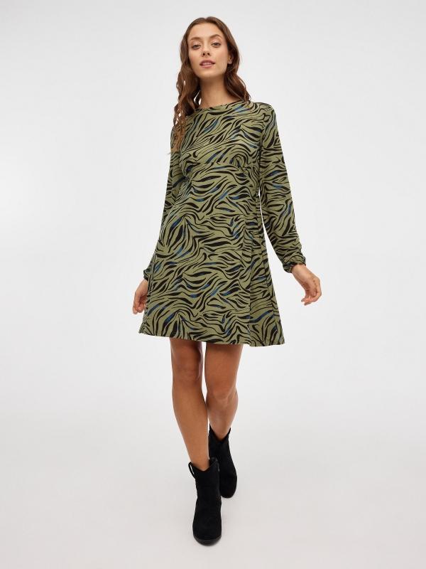 In side Vestido mini animal print verde Ofertas especiales