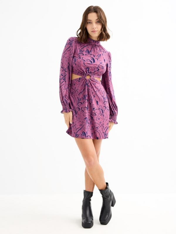 In side Vestido mini halter print cut out Grandes ahorros