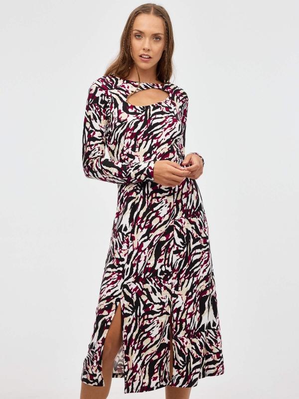 In side Vestido mini cut out print Rebajas de fin de temporada